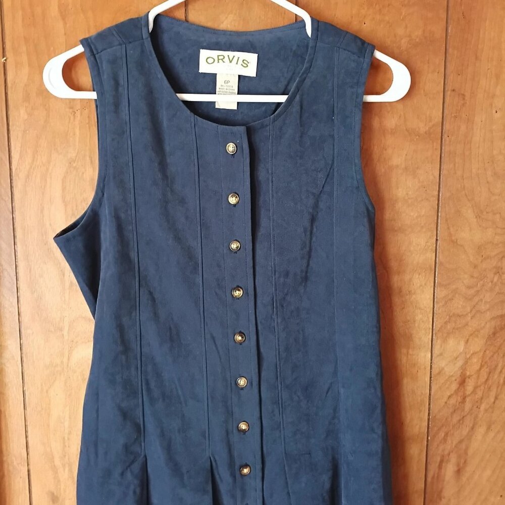 Orvis Blue Button Front Maxi Dress Size 6P Petite Sleeveless Ankle Length - Picture 2 of 5